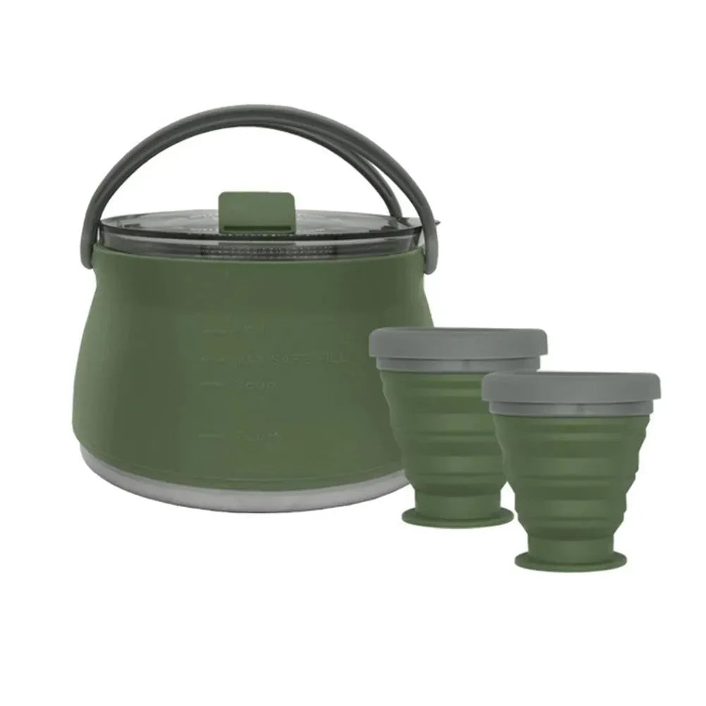 Silicone Folding Boiling Water Pot with Handle: Leak-Proof, Food-Grade Camping Teapot for Outdoor Travel and Household Use - Trekker Essentials