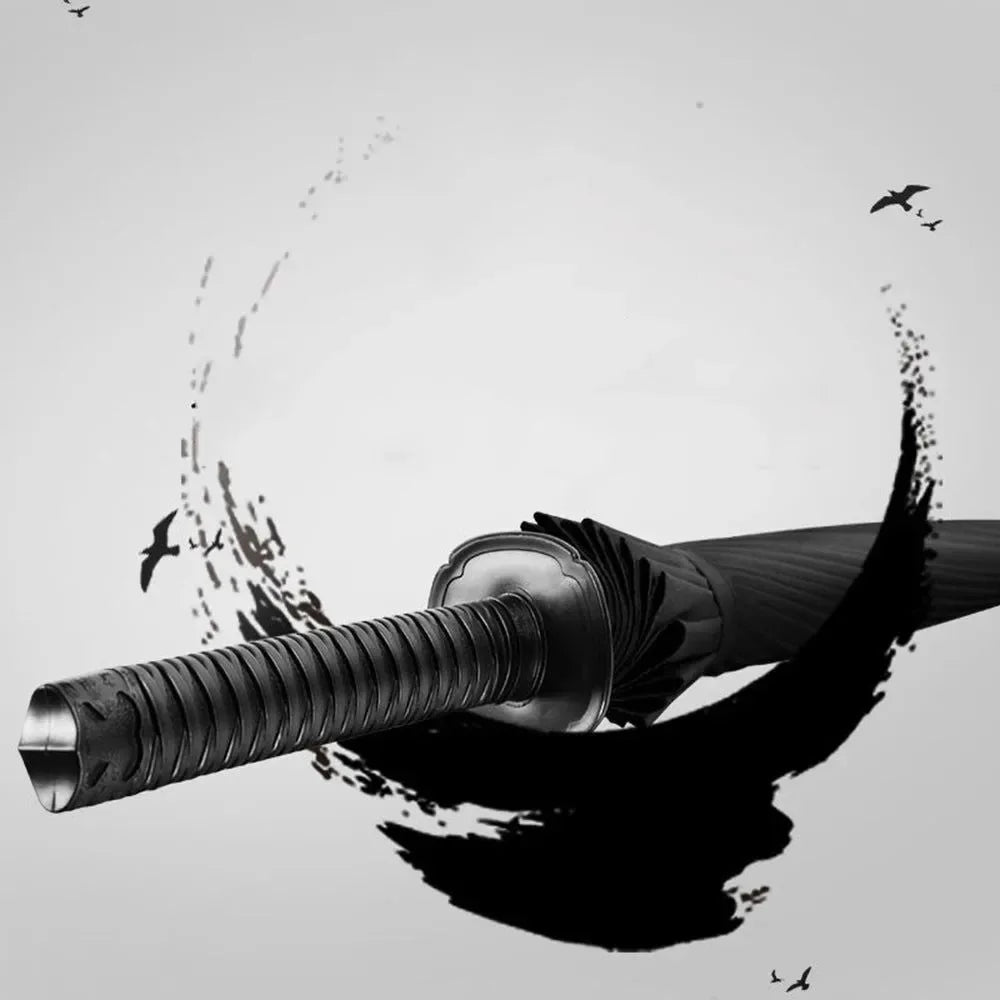 Simple Samurai Windproof Umbrella - Japanese Katana Design - Trekker Essentials