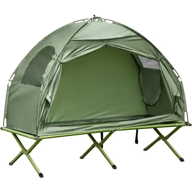 Single-Person Camping Tent Cot Combo – Elevated Off-Ground Sleeping Cot with Weather-Resistant Cover & Carry Bag for Hiking - Trekker Essentials