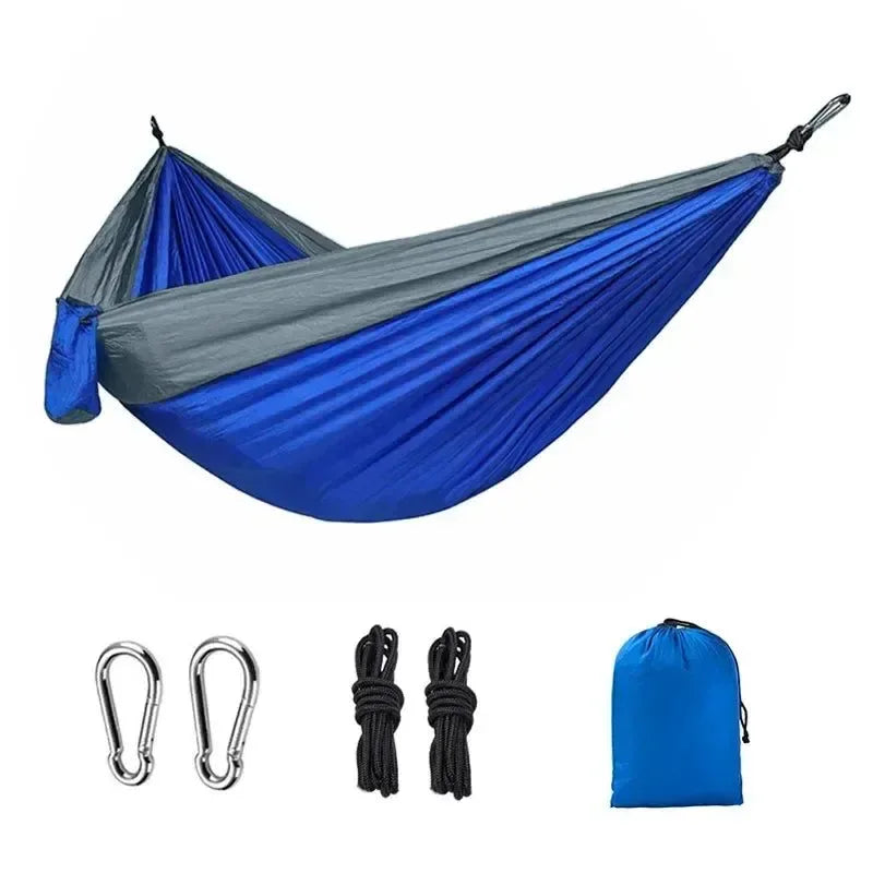Single Person Portable Outdoor Camping Hammock - High Strength Nylon Parachute Fabric Hanging Bed - Trekker Essentials