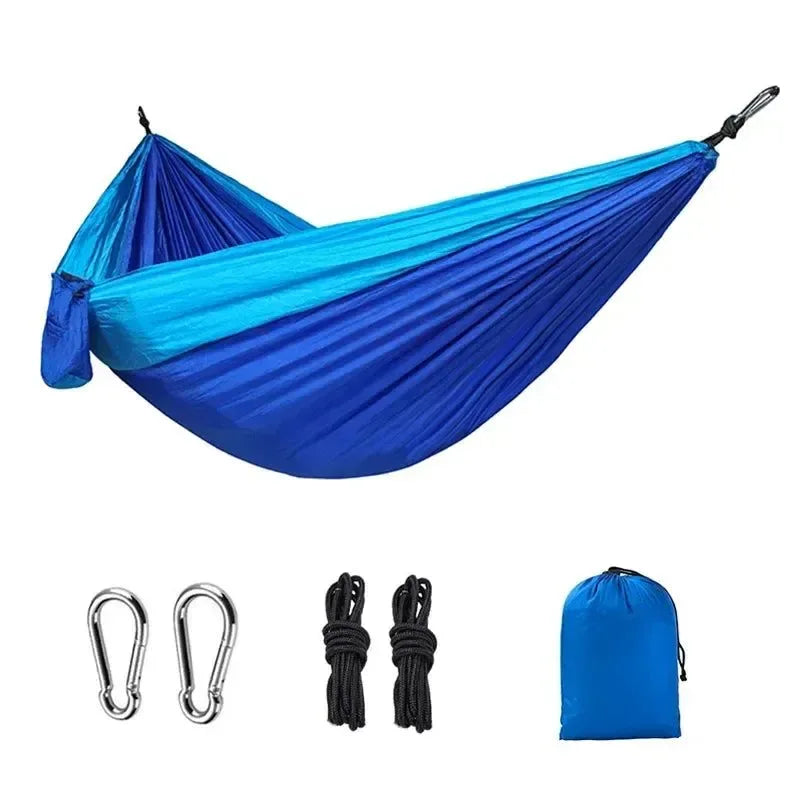 Single Person Portable Outdoor Camping Hammock - High Strength Nylon Parachute Fabric Hanging Bed - Trekker Essentials