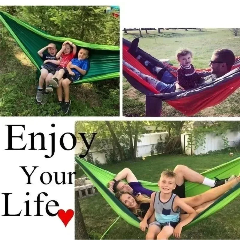 Single Person Portable Outdoor Camping Hammock - High Strength Nylon Parachute Fabric Hanging Bed - Trekker Essentials