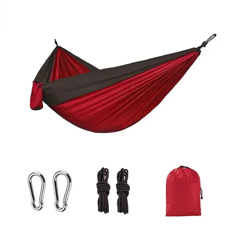 Single Person Portable Outdoor Camping Hammock - High Strength Nylon Parachute Fabric Hanging Bed - Trekker Essentials