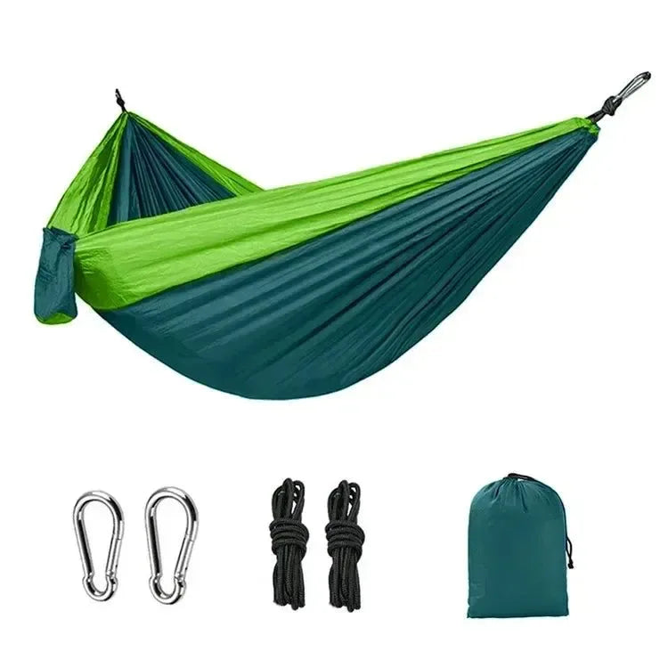 Single Person Portable Outdoor Camping Hammock - High Strength Nylon Parachute Fabric Hanging Bed - Trekker Essentials