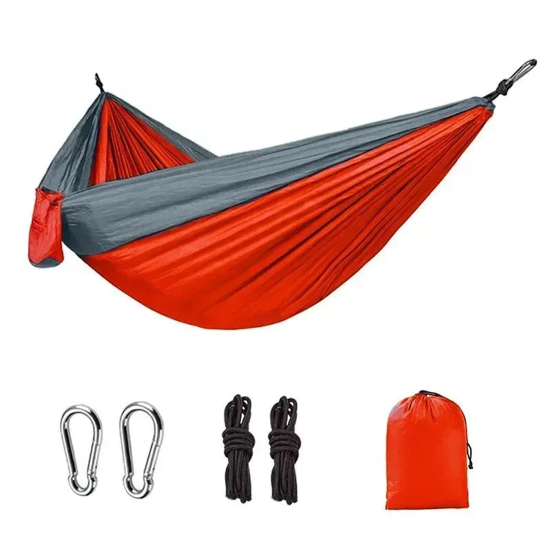 Single Person Portable Outdoor Camping Hammock - High Strength Nylon Parachute Fabric Hanging Bed - Trekker Essentials
