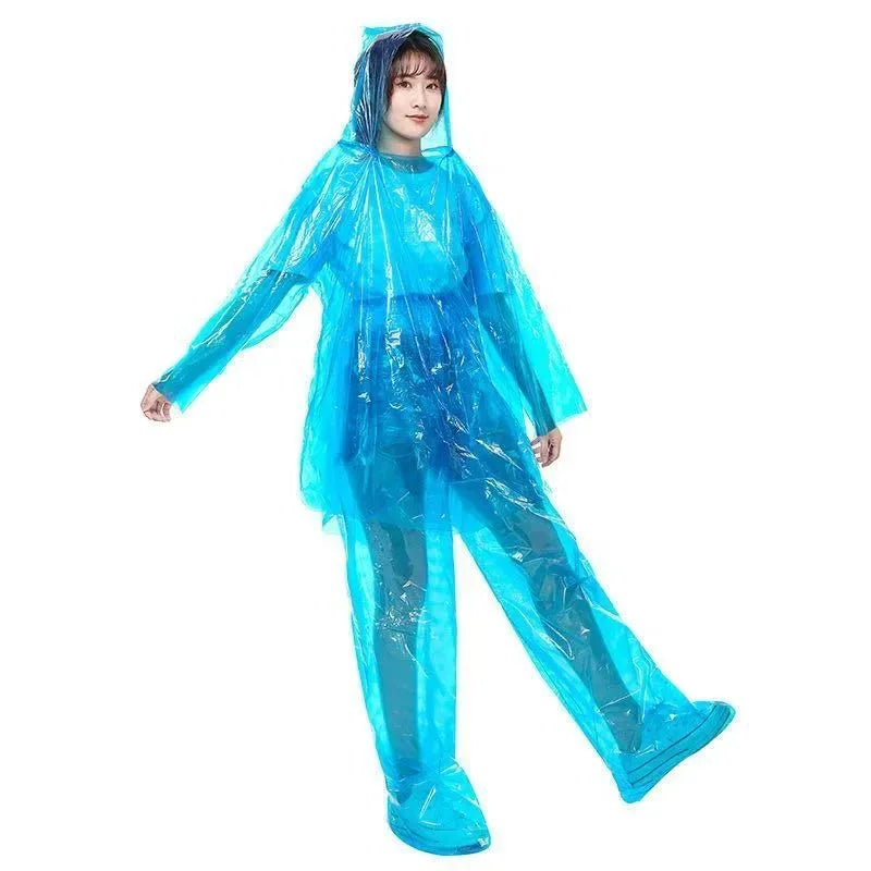 Single-Use PE Split Raincoat and Pants Set - Disposable Outdoor Rainwear for Men and Women - Trekker Essentials