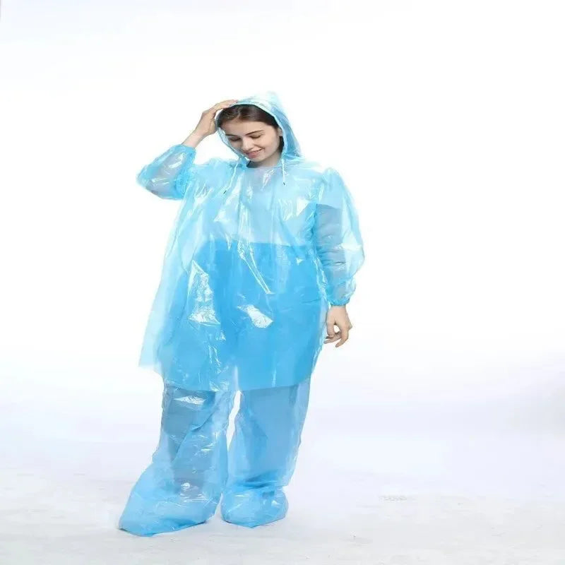 Single-Use PE Split Raincoat and Pants Set - Disposable Outdoor Rainwear for Men and Women - Trekker Essentials
