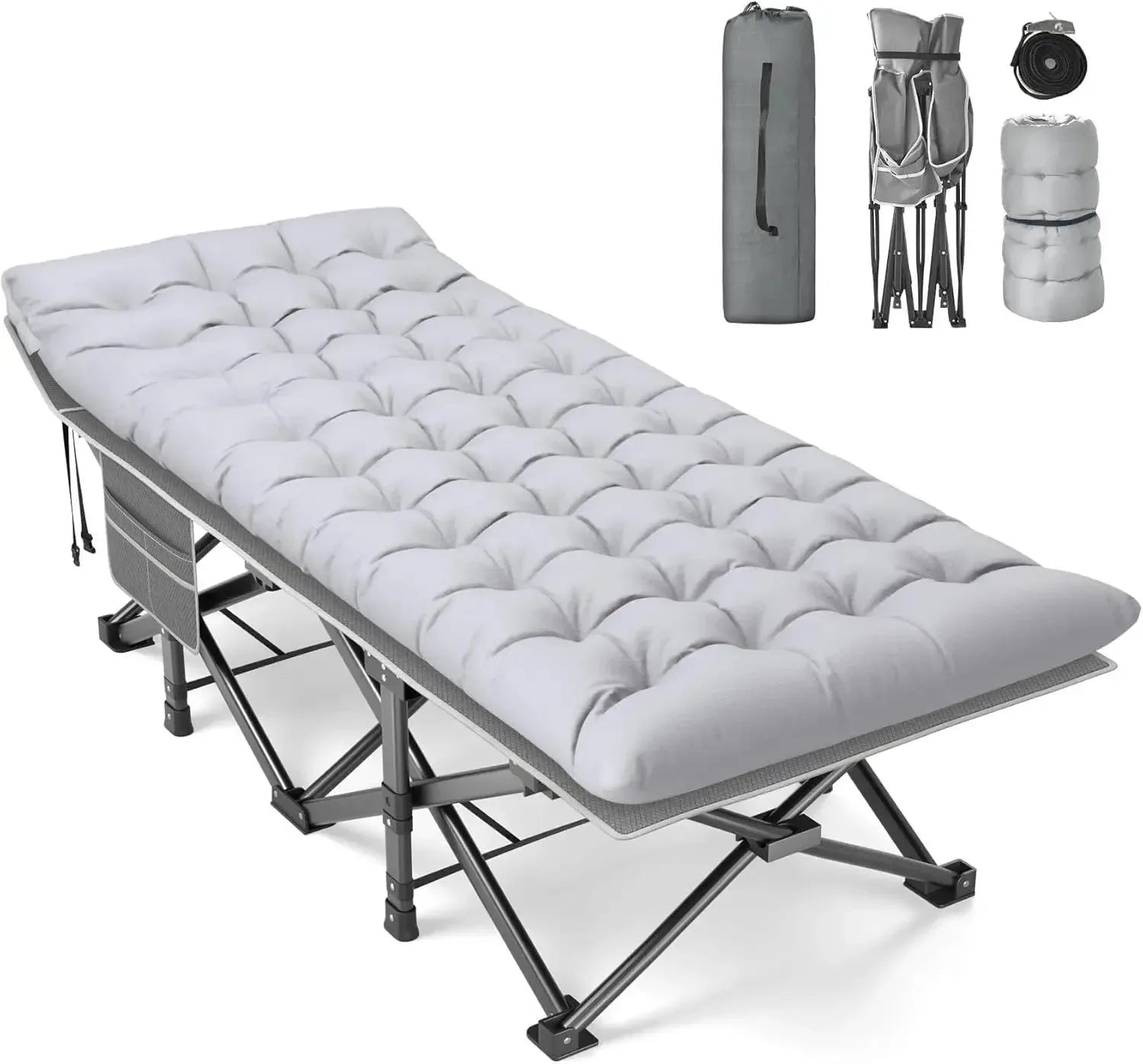 Slendor XXL Folding Camping Cot - Oversized 79" x 32" Camp Cot with Mattress and Carry Bag for Adults - Trekker Essentials