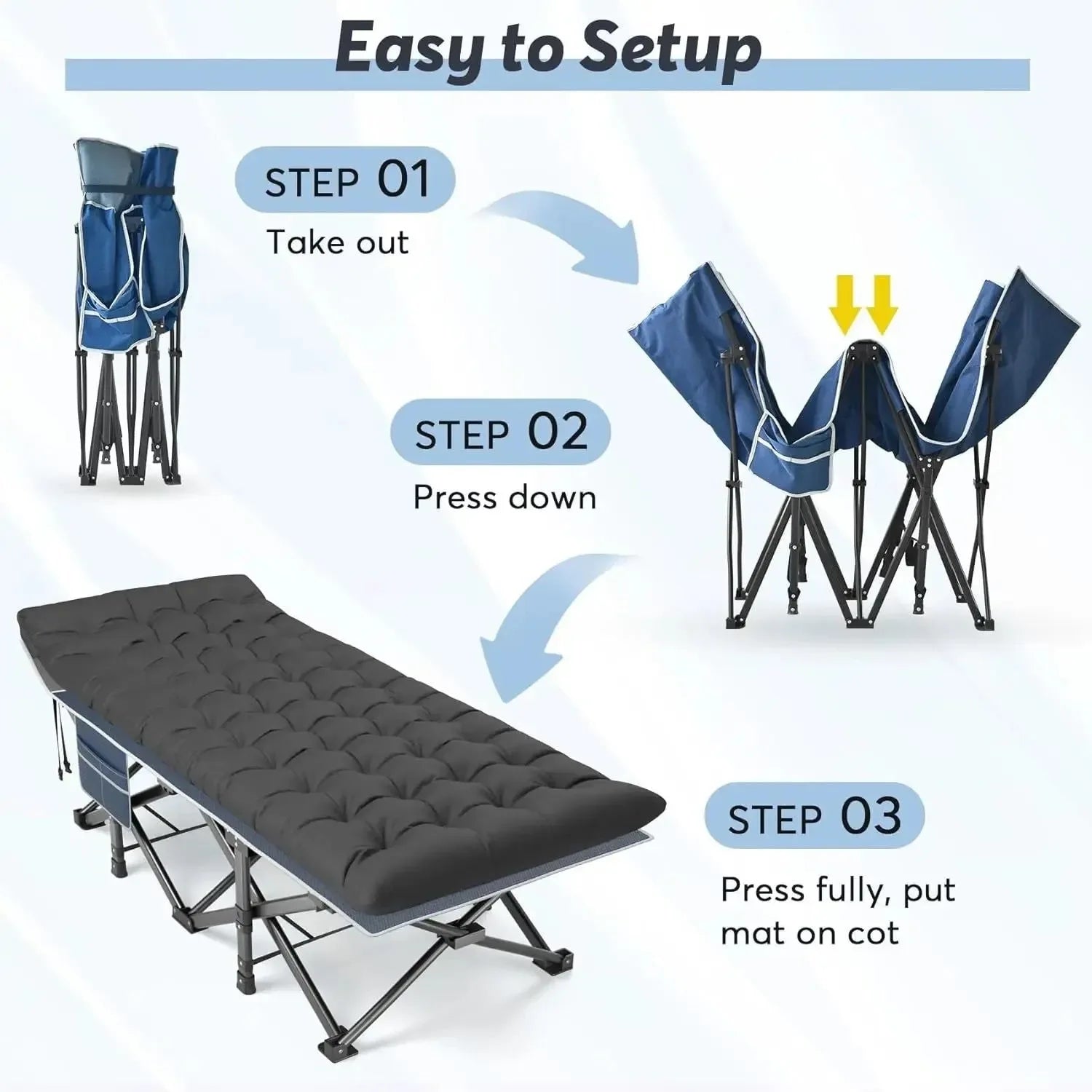 Slendor XXL Folding Camping Cot - Oversized 79" x 32" Camp Cot with Mattress and Carry Bag for Adults - Trekker Essentials