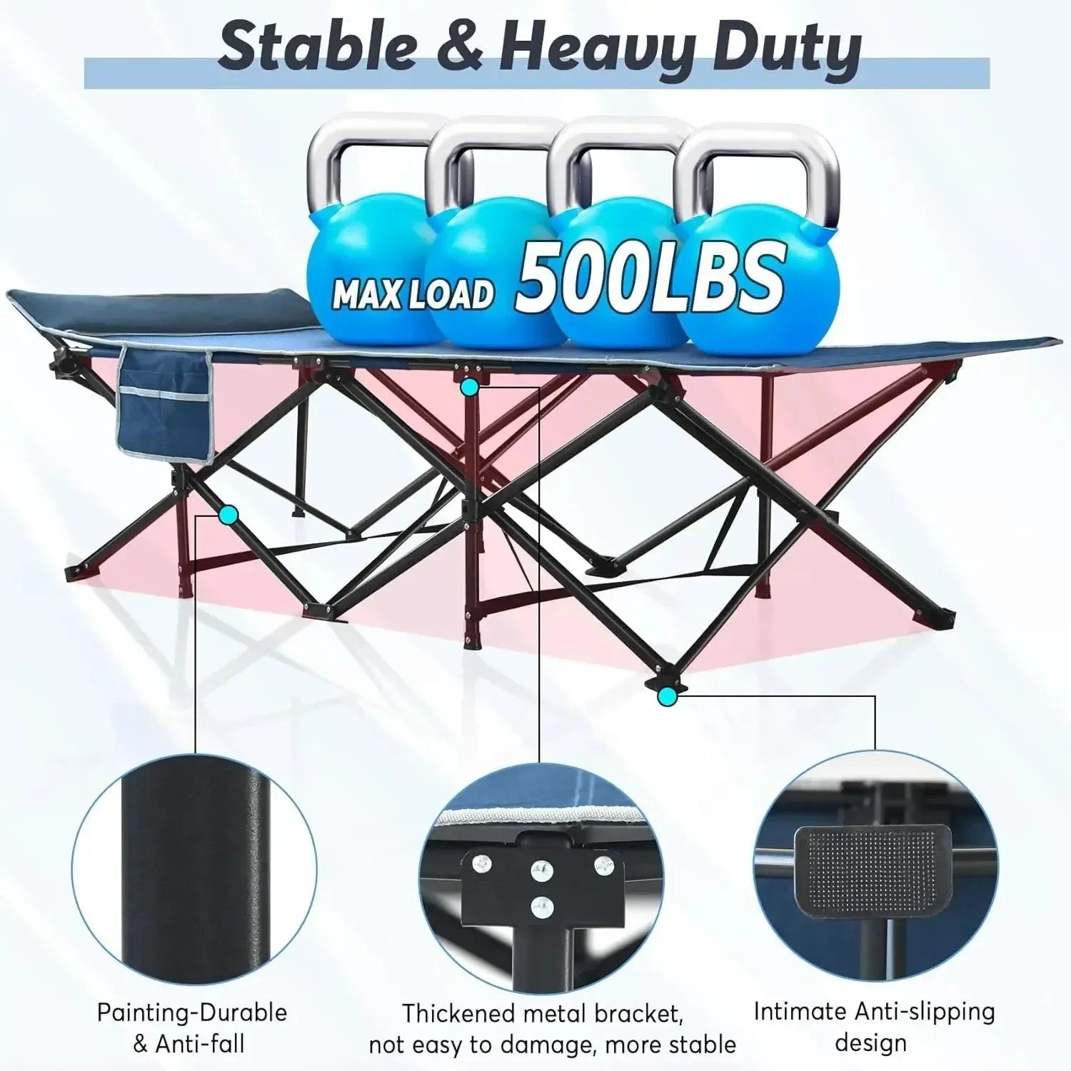 Slendor XXL Folding Camping Cot - Oversized 79" x 32" Camp Cot with Mattress and Carry Bag for Adults - Trekker Essentials