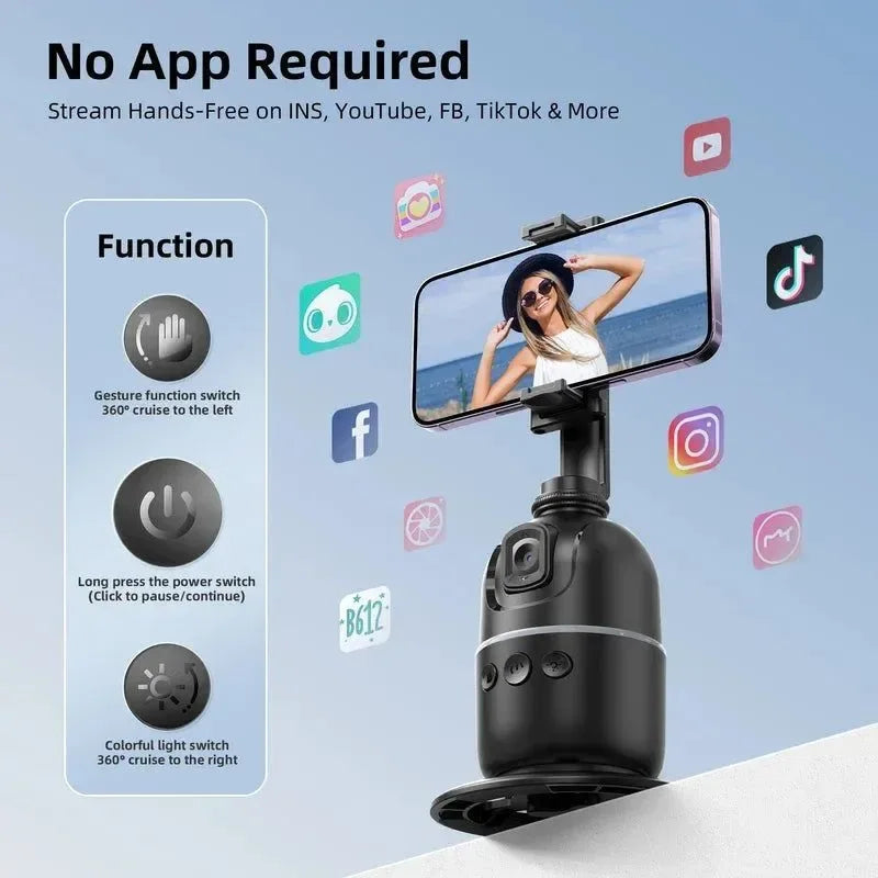 Smart 360° Auto Face Tracking Tripod with Gesture Control & Fill Lights - Trekker Essentials