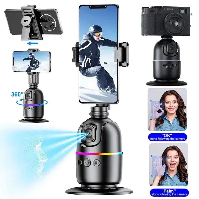 Smart 360° Auto Face Tracking Tripod with Gesture Control & Fill Lights - Trekker Essentials