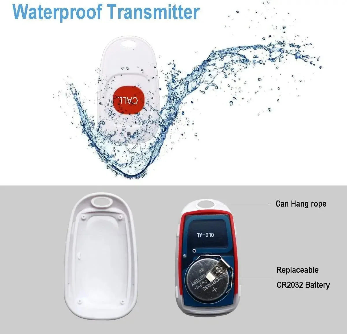 Smart Home Wireless Pager Doorbell - Patient Emergency Alarm with 150m Remote Call Bell and SOS Button, US/EU/UK/AU Plug Receiver - Trekker Essentials