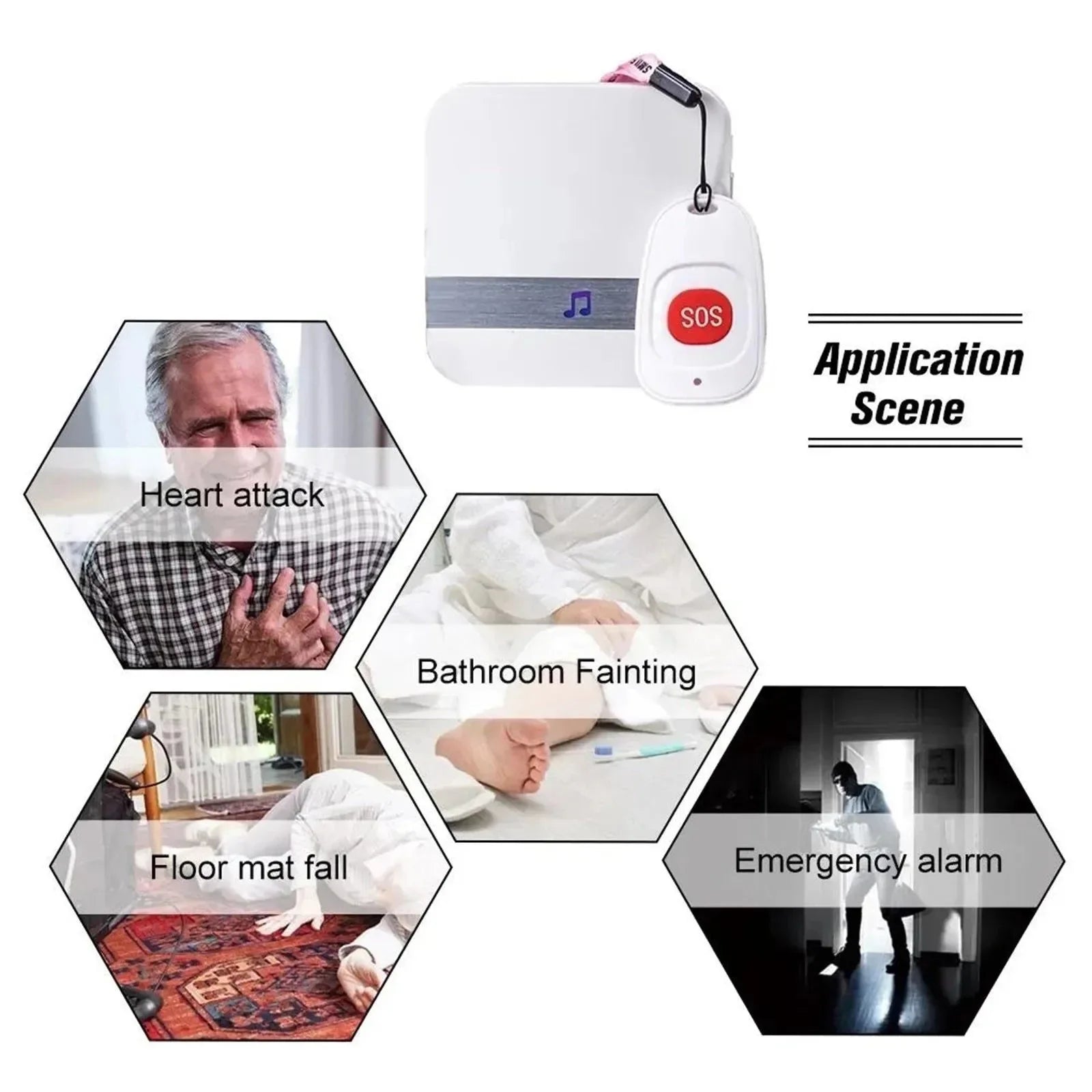 Smart Home Wireless Pager Doorbell - Patient Emergency Alarm with 150m Remote Call Bell and SOS Button, US/EU/UK/AU Plug Receiver - Trekker Essentials