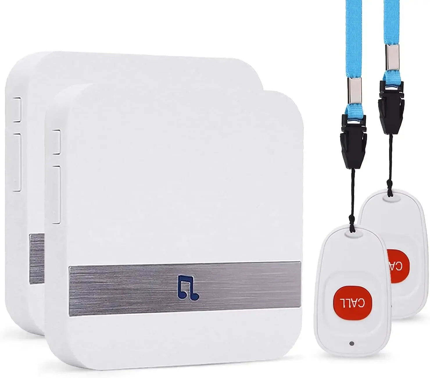 Smart Home Wireless Pager Doorbell - Patient Emergency Alarm with 150m Remote Call Bell and SOS Button, US/EU/UK/AU Plug Receiver - Trekker Essentials