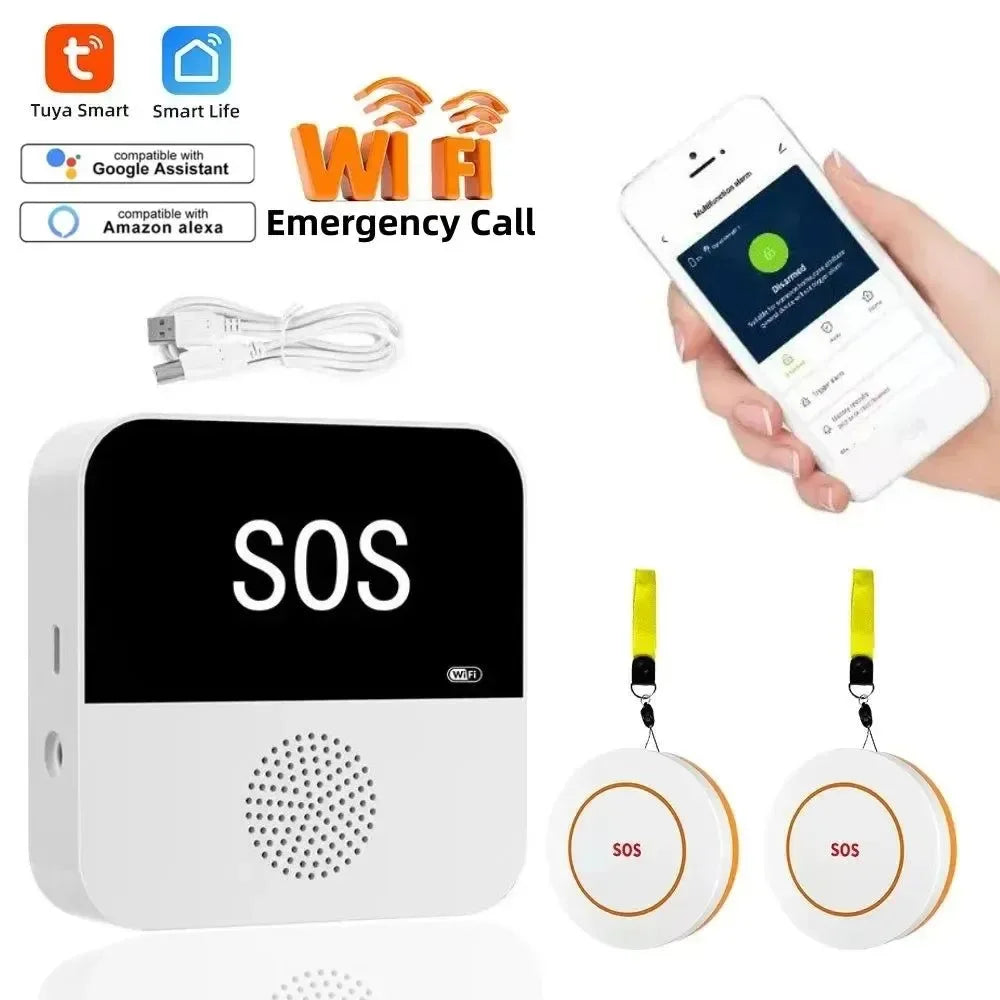 Smart WiFi Elderly Caregiver Pager - SOS Call Button Emergency Medical Alert System for Seniors at Home - Trekker Essentials