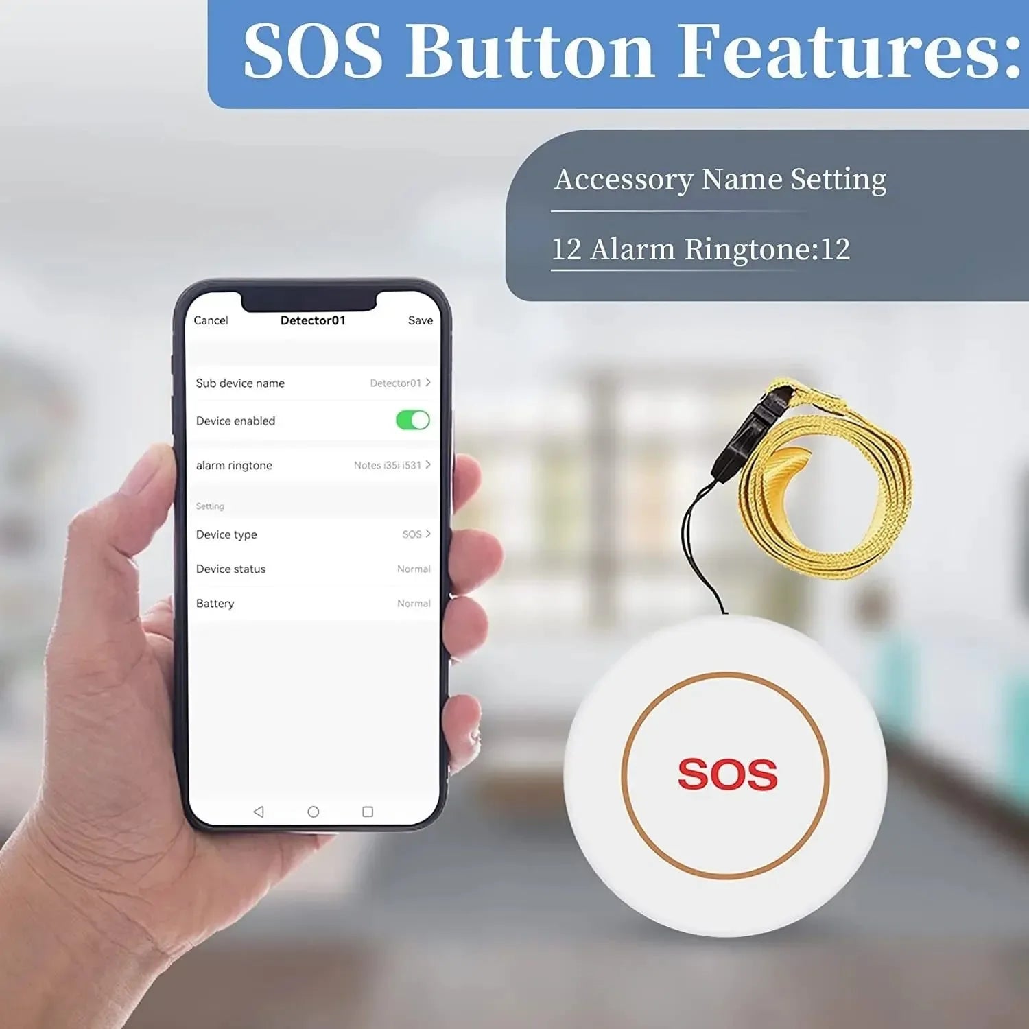 Smart WiFi Elderly Caregiver Pager - SOS Call Button Emergency Medical Alert System for Seniors at Home - Trekker Essentials