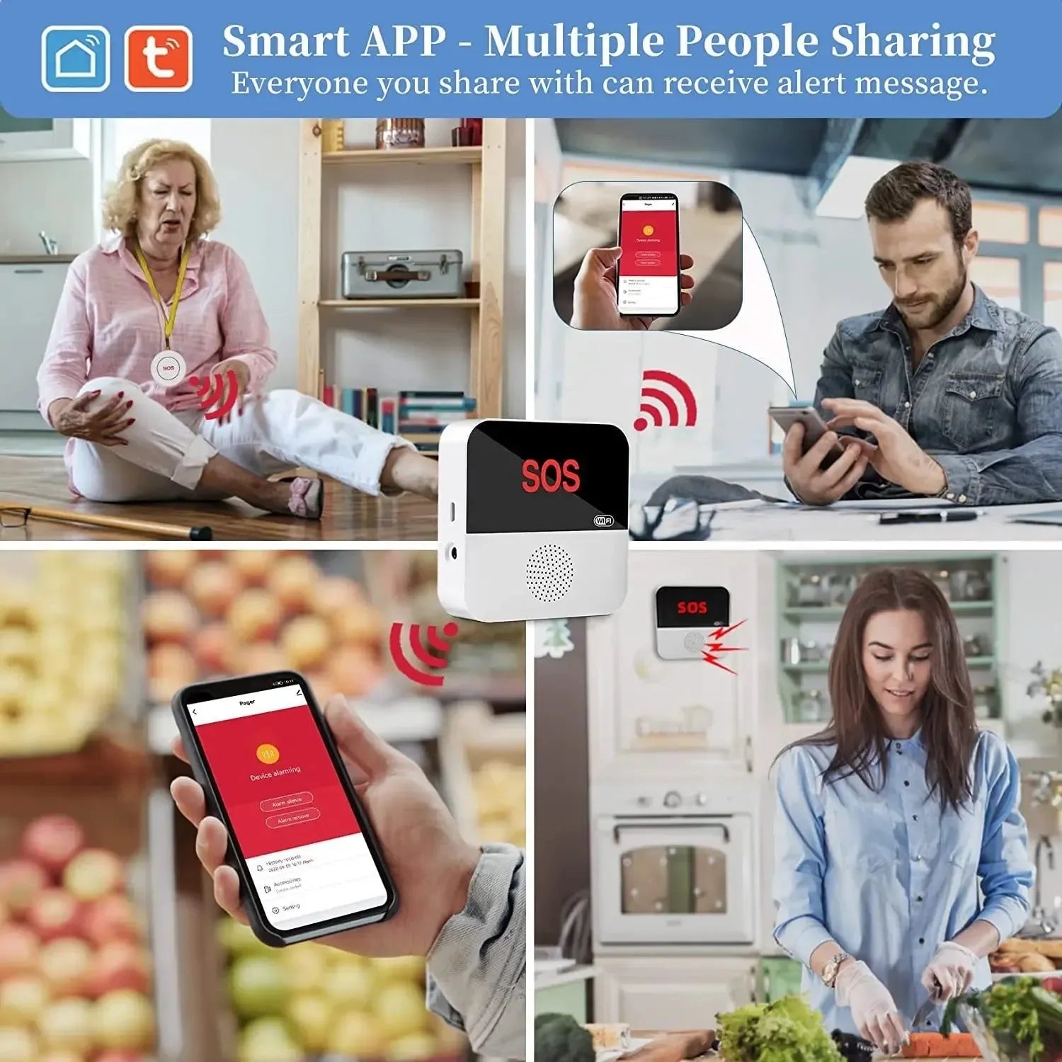 Smart WiFi Elderly Caregiver Pager - SOS Call Button Emergency Medical Alert System for Seniors at Home - Trekker Essentials