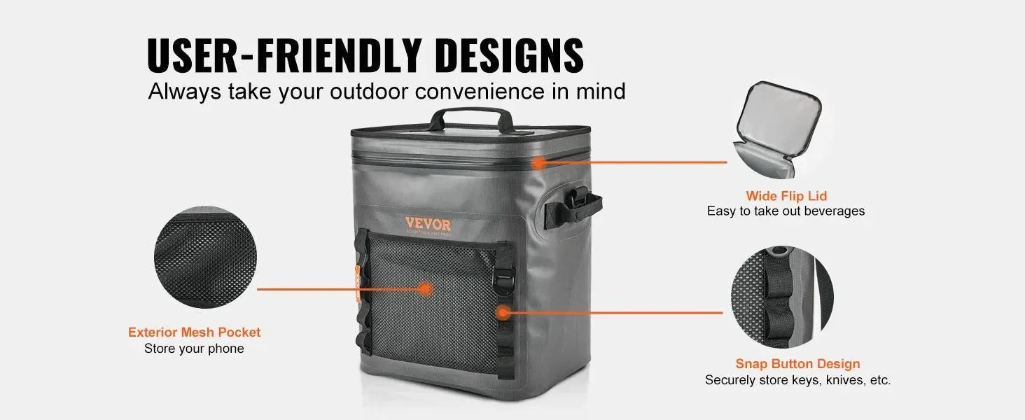 Soft Cooler Bag – Leakproof, Waterproof, Portable, 16/24/30 Cans Capacity – Ideal for Outdoor Activities - Trekker Essentials