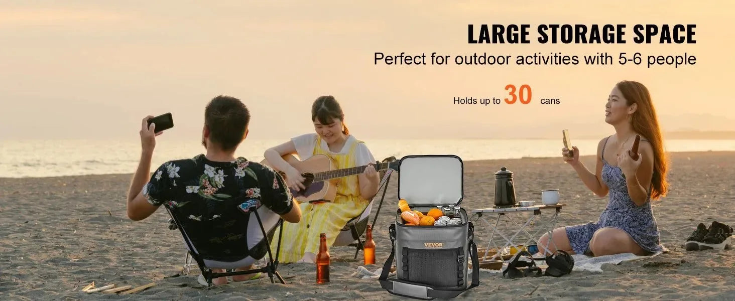 Soft Cooler Bag – Leakproof, Waterproof, Portable, 16/24/30 Cans Capacity – Ideal for Outdoor Activities - Trekker Essentials