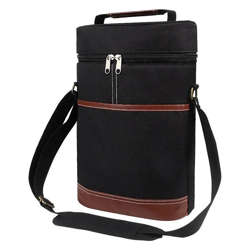 Soft Insulated Wine Bottle Carrier Bag for 2 Bottles | 750ml Travel Tote for Outdoor Picnics & Parties - Trekker Essentials