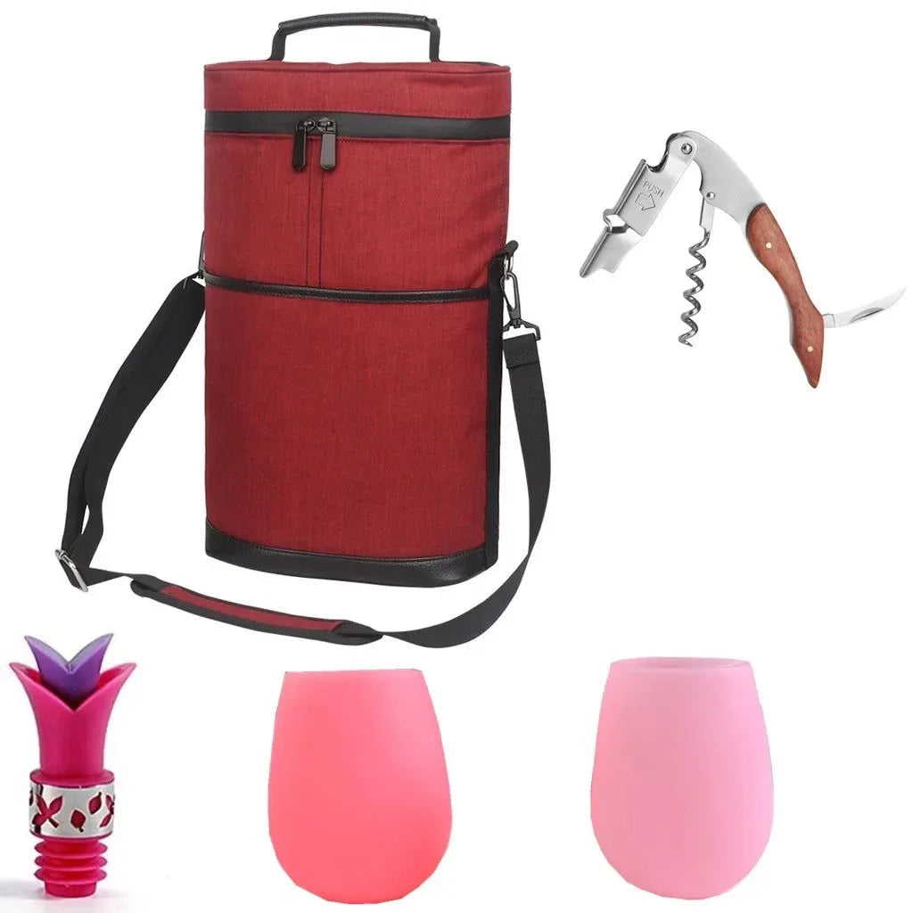 Soft Insulated Wine Bottle Carrier Bag for 2 Bottles | 750ml Travel Tote for Outdoor Picnics & Parties - Trekker Essentials