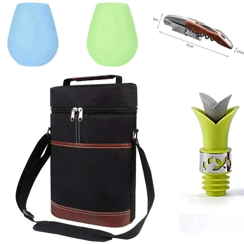 Soft Insulated Wine Bottle Carrier Bag for 2 Bottles | 750ml Travel Tote for Outdoor Picnics & Parties - Trekker Essentials
