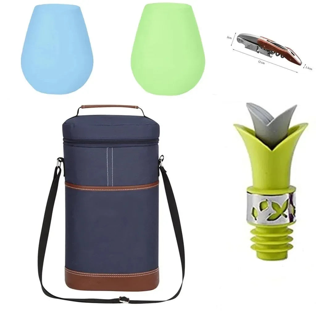 Soft Insulated Wine Bottle Carrier Bag for 2 Bottles | 750ml Travel Tote for Outdoor Picnics & Parties - Trekker Essentials