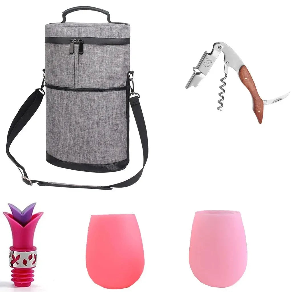 Soft Insulated Wine Bottle Carrier Bag for 2 Bottles | 750ml Travel Tote for Outdoor Picnics & Parties - Trekker Essentials