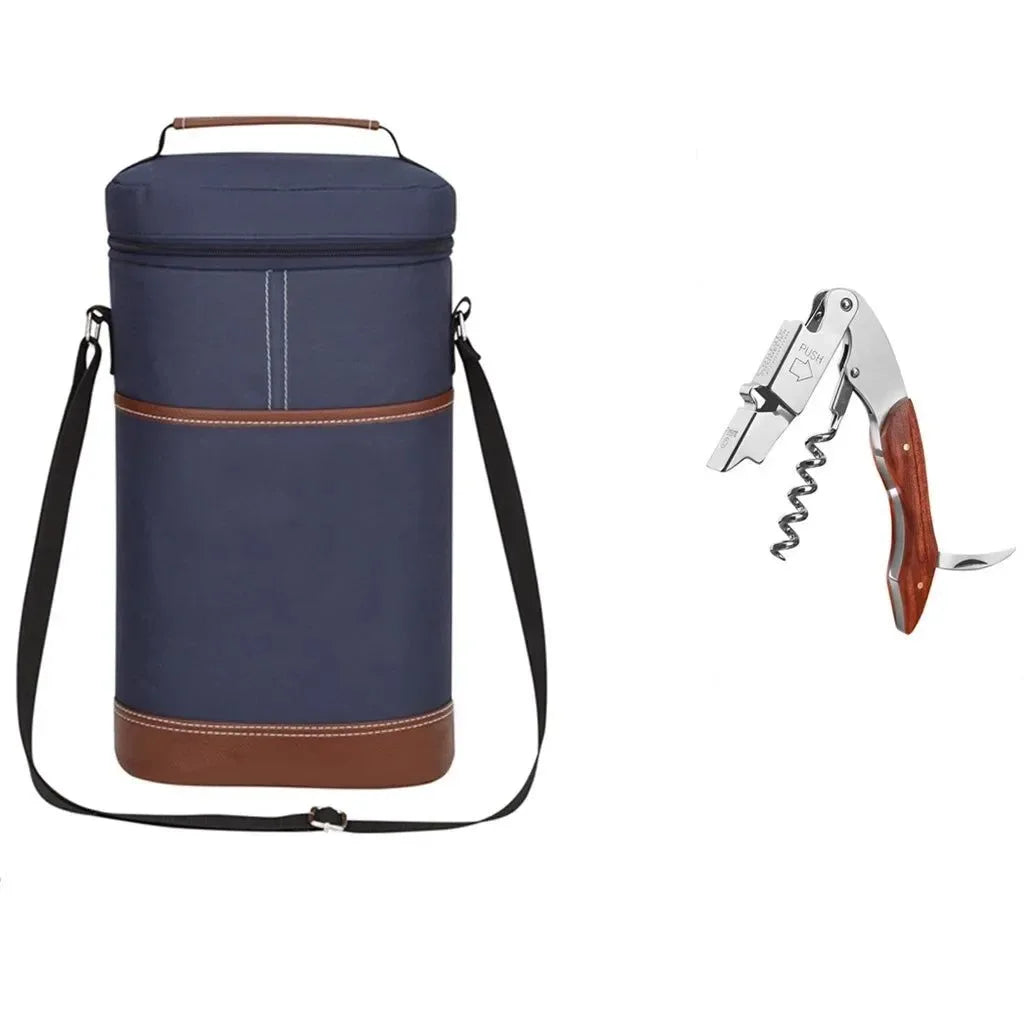 Soft Insulated Wine Bottle Carrier Bag for 2 Bottles | 750ml Travel Tote for Outdoor Picnics & Parties - Trekker Essentials