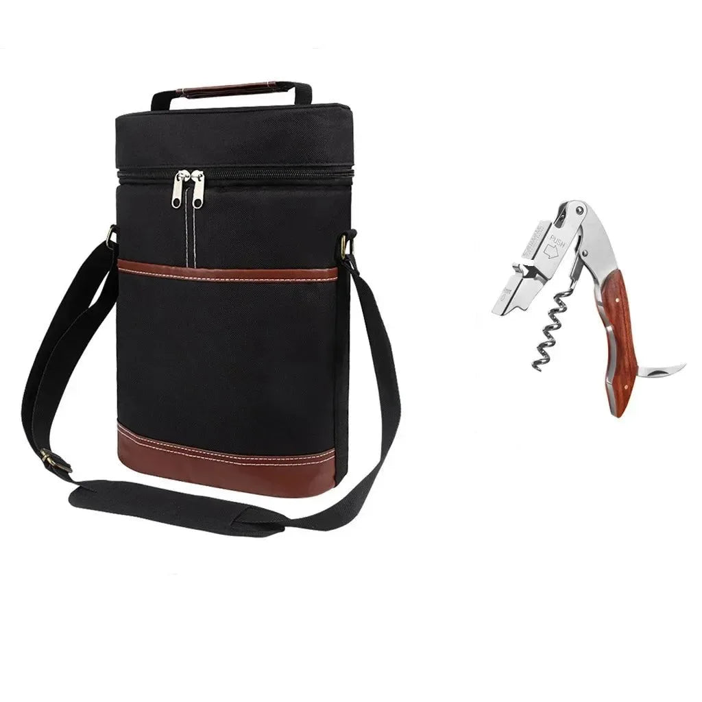 Soft Insulated Wine Bottle Carrier Bag for 2 Bottles | 750ml Travel Tote for Outdoor Picnics & Parties - Trekker Essentials