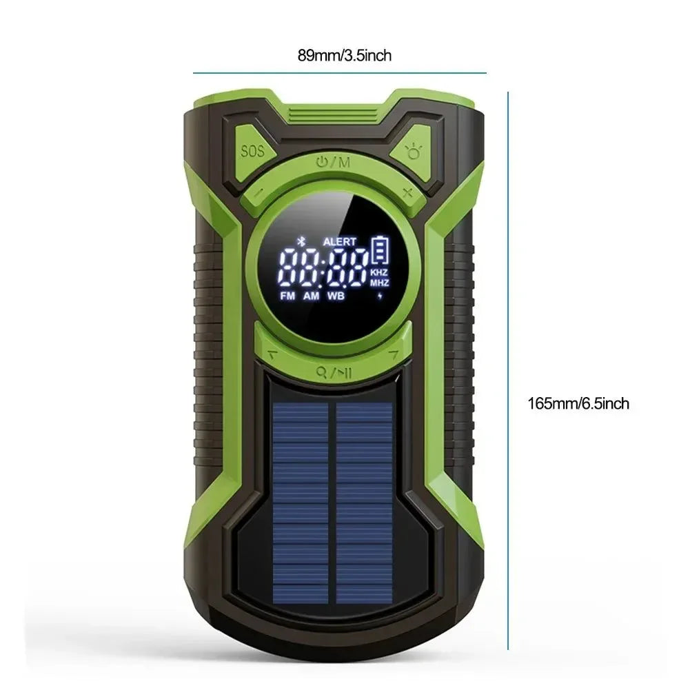 Solar Emergency Weather Radio Bluetooth-Compatible Hand Crank Phone Charger LED Flashlight SOS Alarm - Trekker Essentials