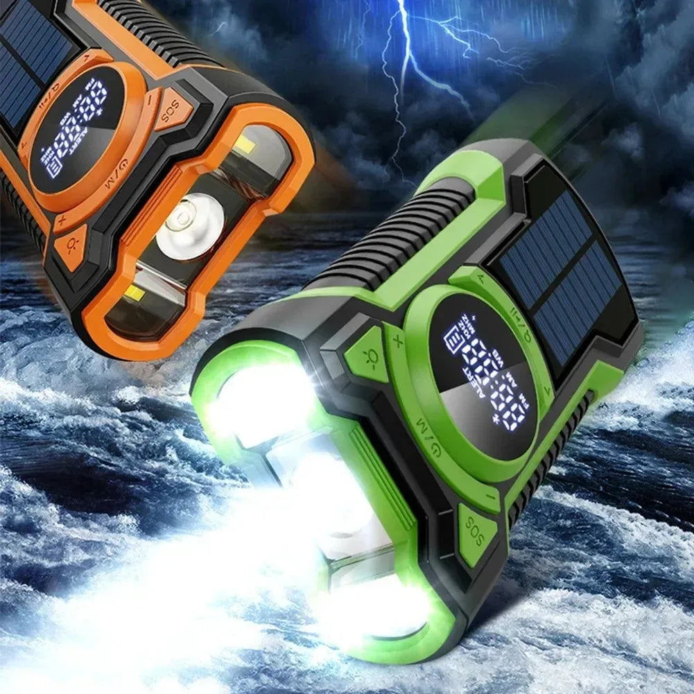 Solar Emergency Weather Radio Bluetooth-Compatible Hand Crank Phone Charger LED Flashlight SOS Alarm - Trekker Essentials
