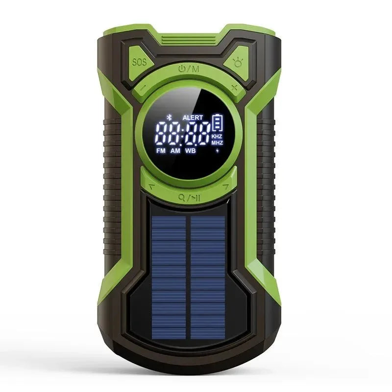 Solar Emergency Weather Radio - Waterproof Hand Crank Portable Radio with 5000mAh Battery, Bluetooth 5.3 for Outdoor Camping - Trekker Essentials