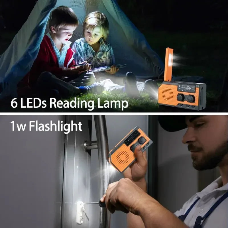 Solar FM Radio AM WB NOAA Radio Weather Emergency Power Bank 5000mA Hand Crank USB Charging Multifunctional Radio LED Flashlight - Trekker Essentials