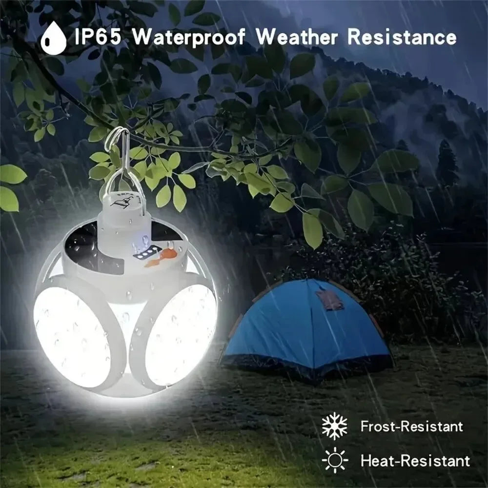 Solar Outdoor Folding Light - Portable USB Rechargeable LED Bulb Search Lights Camping Torch Emergency Lamp - Trekker Essentials