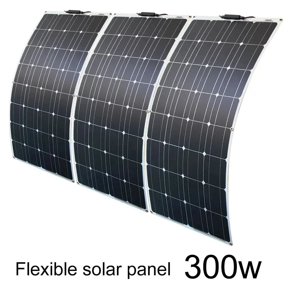 Solar Panel Kit Complete 400W 300W 200W 100W 12V Flexible Solar Power Panel for Solar Battery Charger/Power Bank/Camping/Hiking - Trekker Essentials