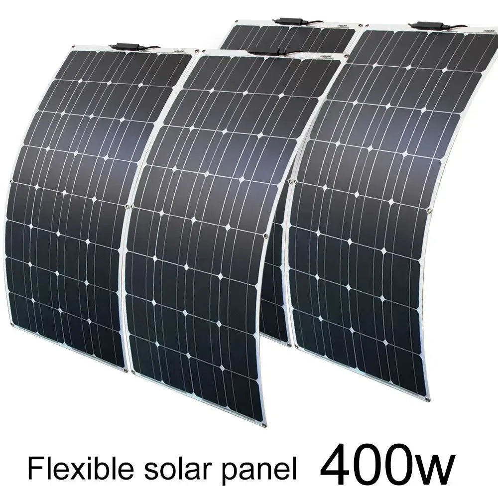 Solar Panel Kit Complete 400W 300W 200W 100W 12V Flexible Solar Power Panel for Solar Battery Charger/Power Bank/Camping/Hiking - Trekker Essentials