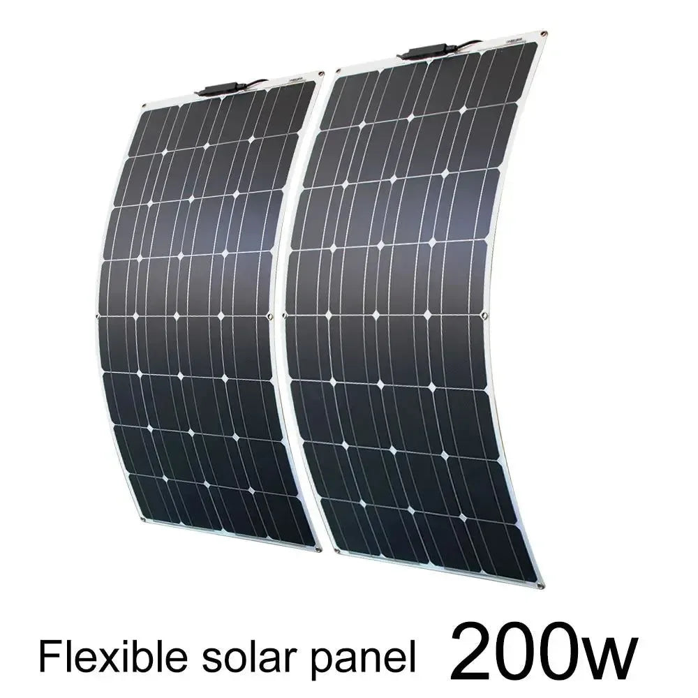Solar Panel Kit Complete 400W 300W 200W 100W 12V Flexible Solar Power Panel for Solar Battery Charger/Power Bank/Camping/Hiking - Trekker Essentials