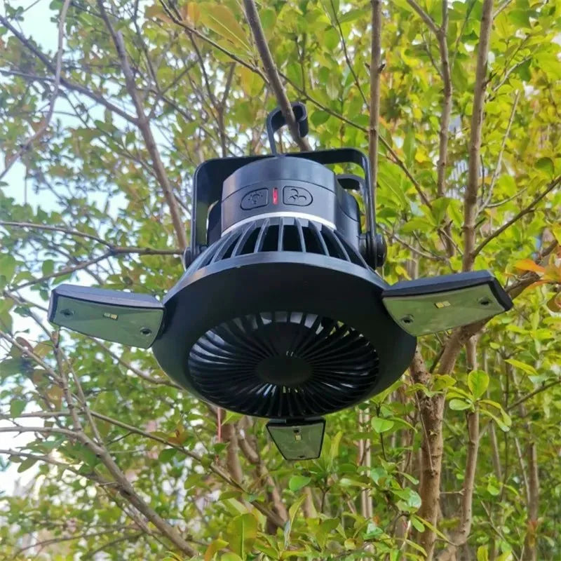 Solar Portable Lanterns with Fan: Outdoor Camping Fan Light - Trekker Essentials