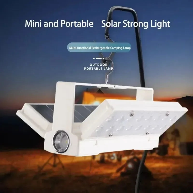 Solar Power LED Camping Lamp 90° Folding Portable Flashlight Lantern - Trekker Essentials