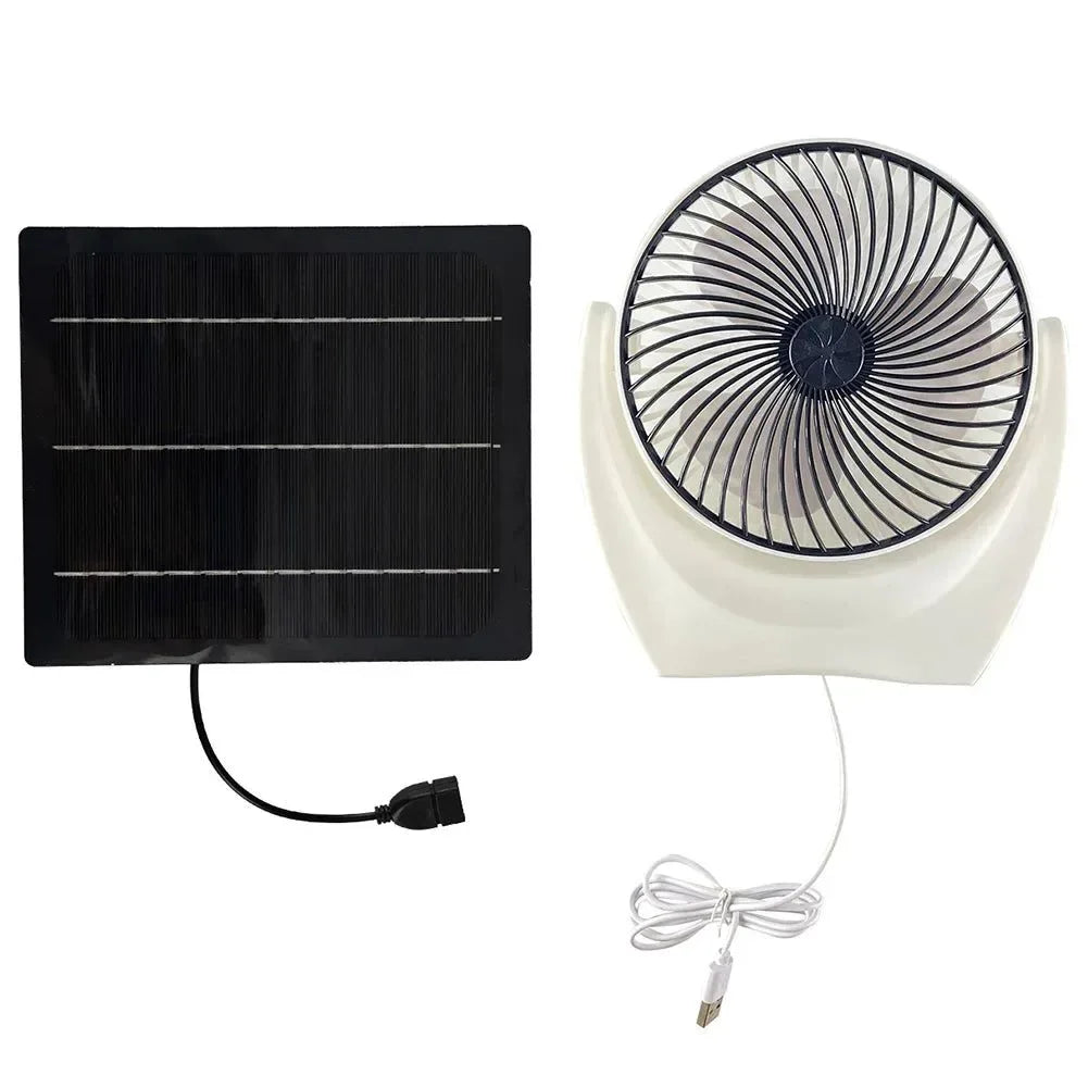 Solar Powered Camping Fan with USB - Portable Solar Panel Fan for Picnic, Barbecue, Fishing, Travel - Trekker Essentials