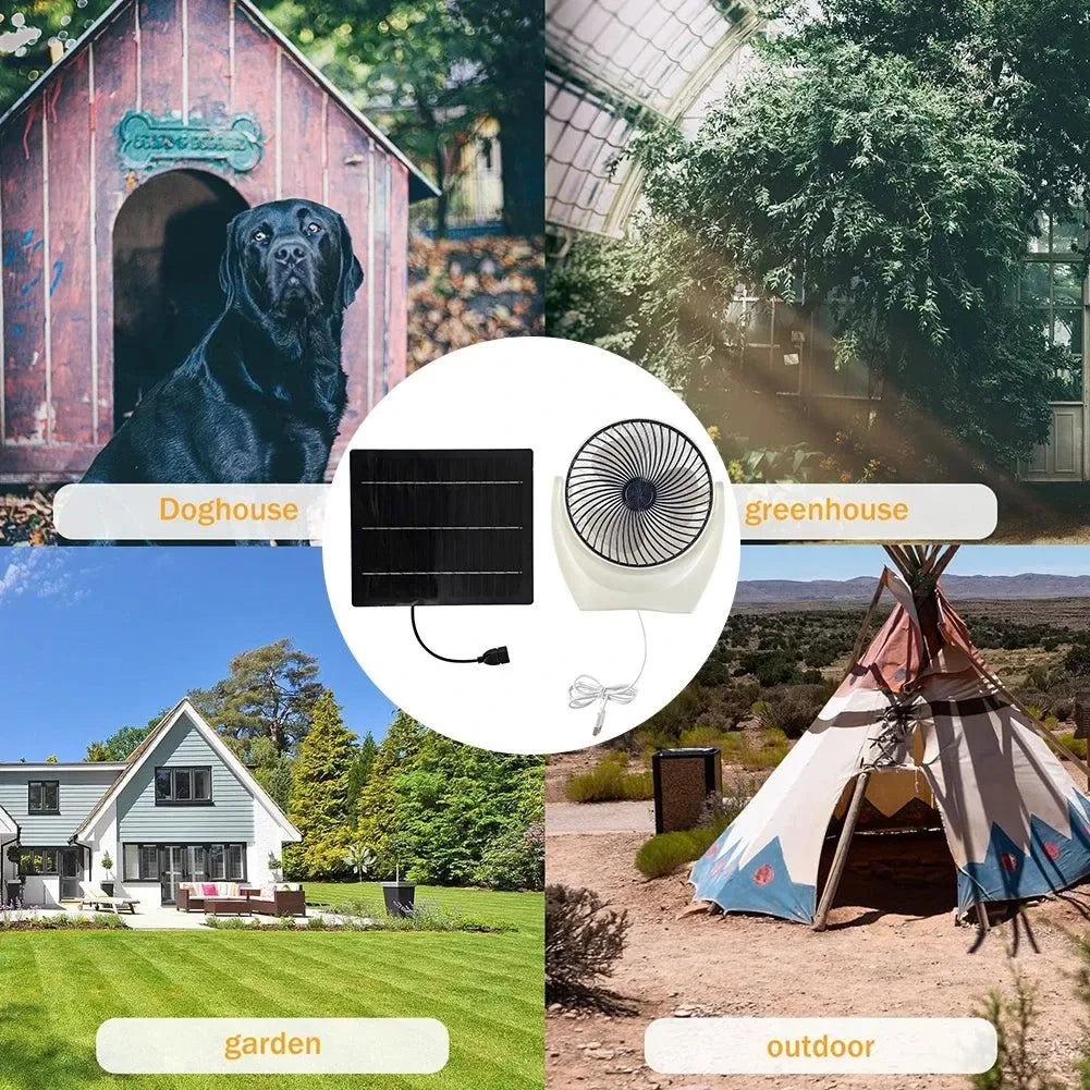 Solar Powered Camping Fan with USB - Portable Solar Panel Fan for Picnic, Barbecue, Fishing, Travel - Trekker Essentials