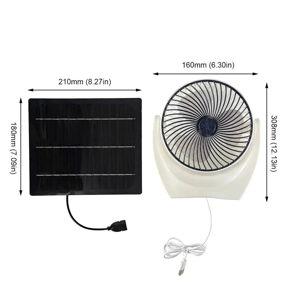 Solar Powered Camping Fan with USB - Portable Solar Fan for Outdoor Camping, Hiking, Fishing, Travel - Trekker Essentials