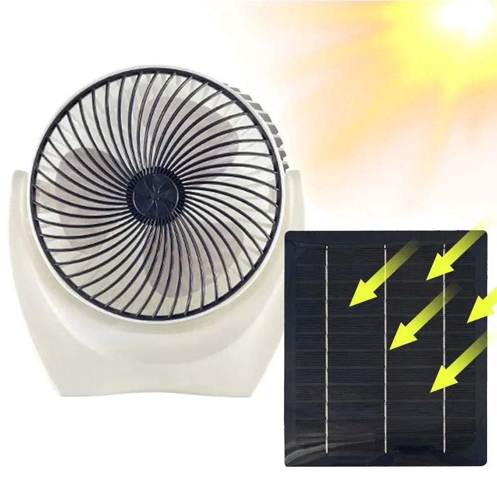 Solar Powered Camping Fan with USB - Portable Solar Panel Fan for Picnic, Barbecue, Fishing, Travel - Trekker Essentials