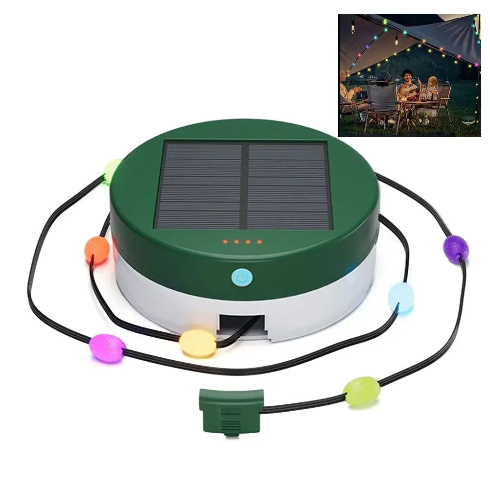 Solar Powered Camping RGB String Lights - Portable Mobile Charger with Smart APP Control for Outdoor Garden - Trekker Essentials