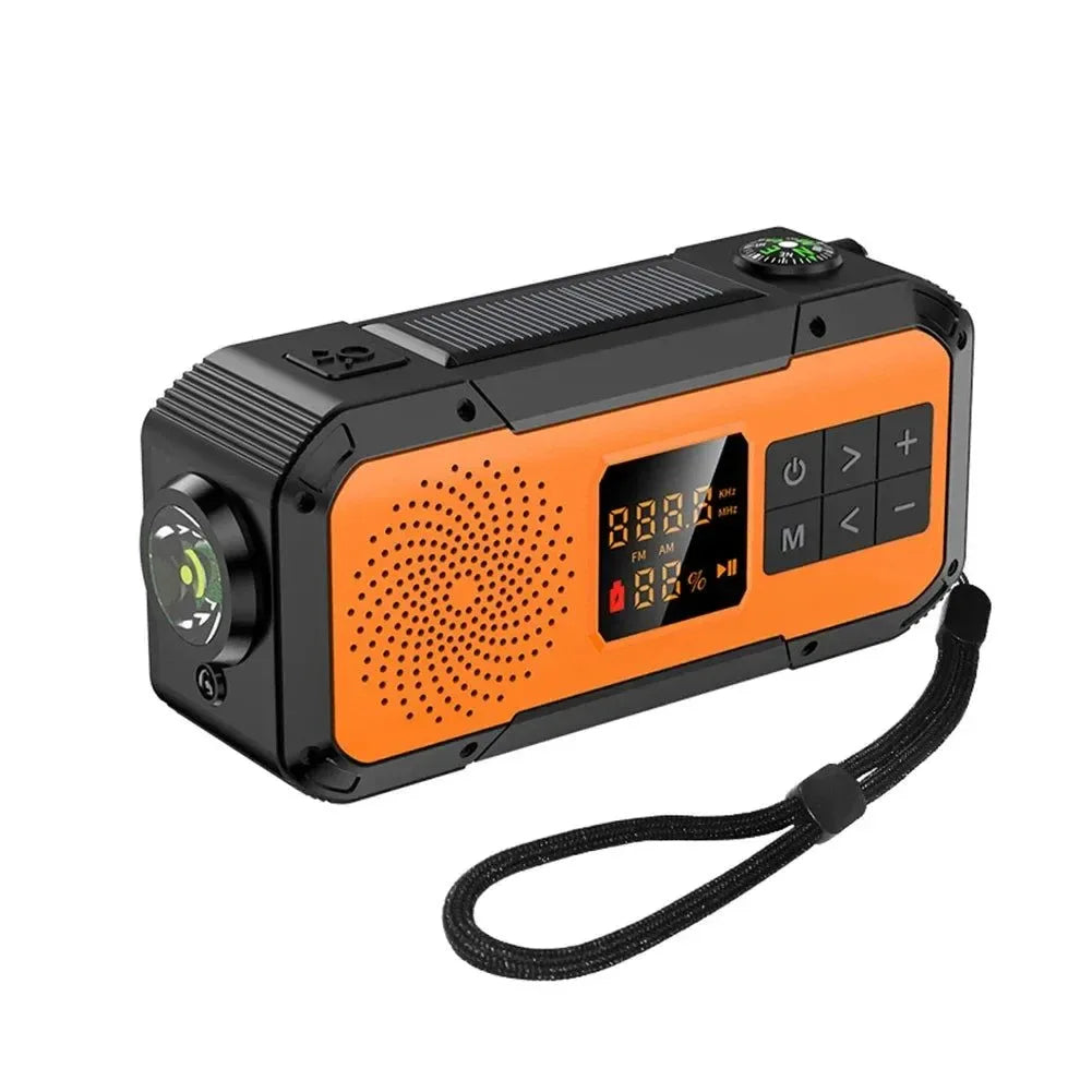 Solar Radio Portable Emergency Radio - AM/FM/WB/NOAA Bluetooth Speaker with LED Flashlight for Outdoor Camping and Hiking - Trekker Essentials