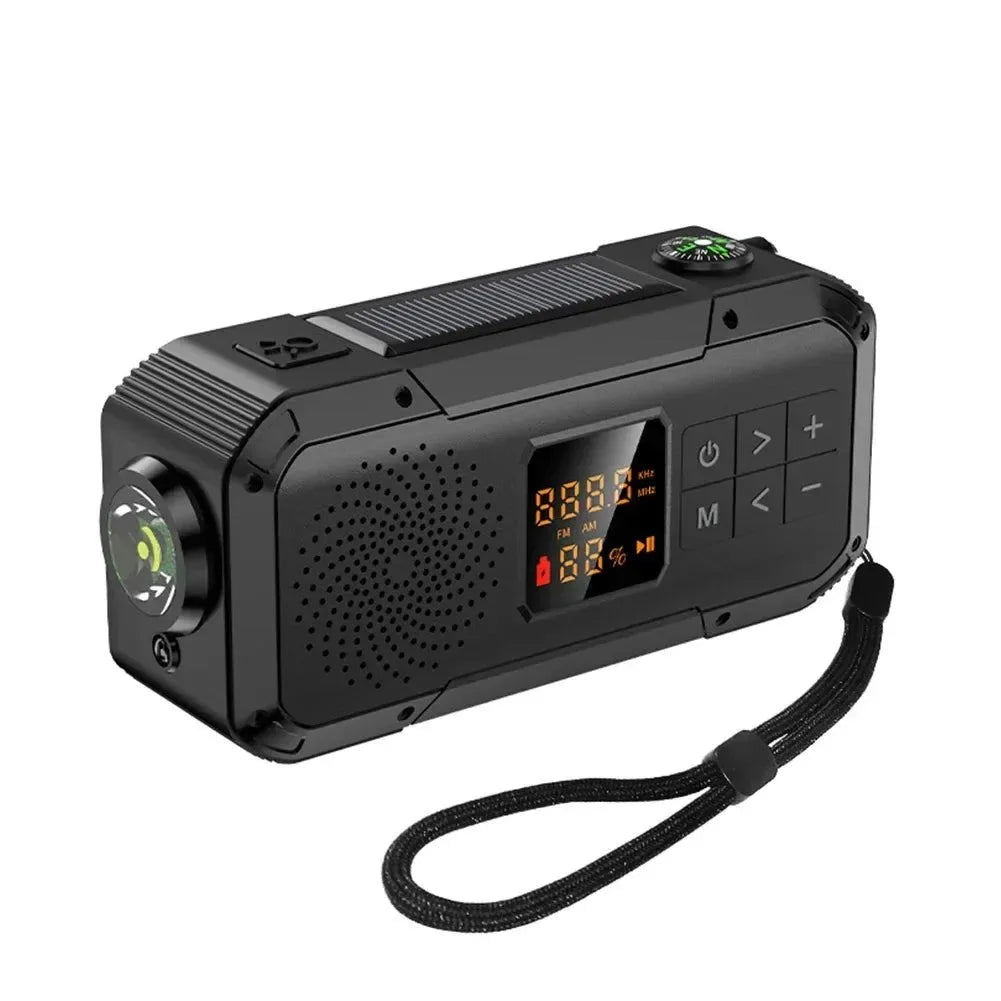 Solar Radio Portable Emergency Radio - AM/FM/WB/NOAA Bluetooth Speaker with LED Flashlight for Outdoor Camping and Hiking - Trekker Essentials
