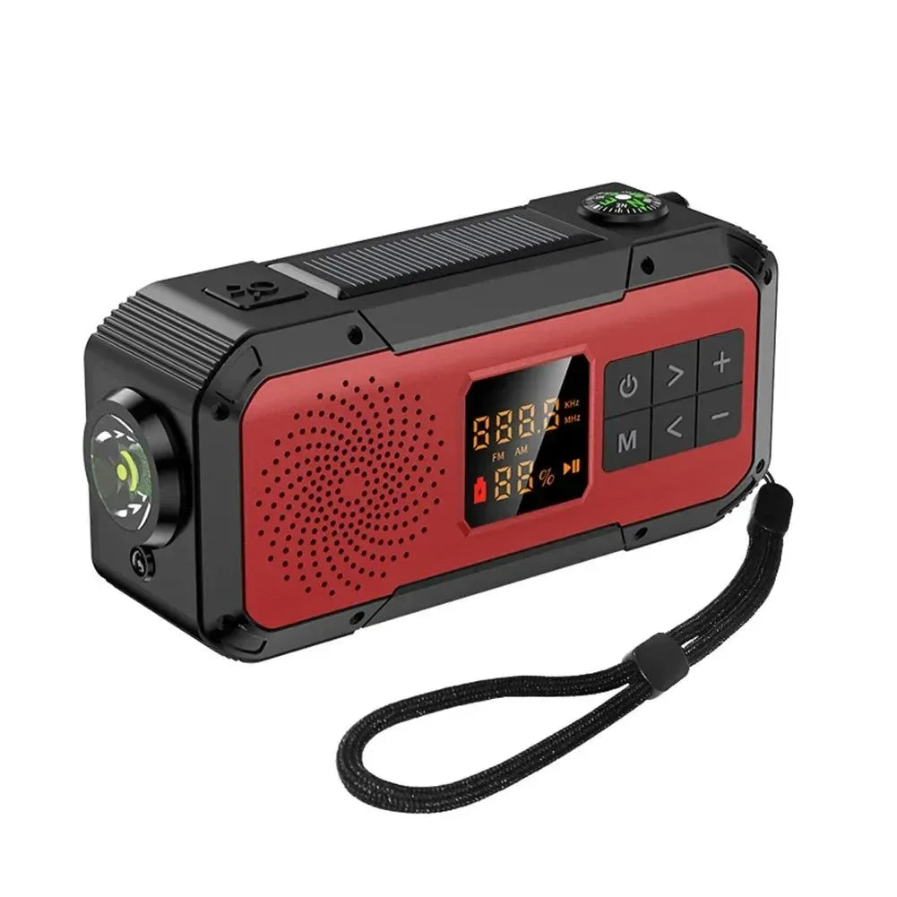 Solar Radio Portable Emergency Radio - AM/FM/WB/NOAA Bluetooth Speaker with LED Flashlight for Outdoor Camping and Hiking - Trekker Essentials