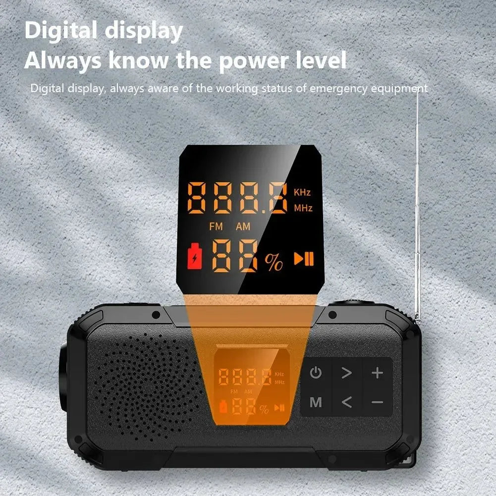 Solar Radio Portable Emergency Radio - AM/FM/WB/NOAA Bluetooth Speaker with LED Flashlight for Outdoor Camping and Hiking - Trekker Essentials